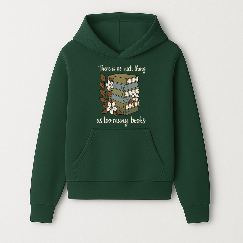 Book Lover Wall Art Print - 'No Such Thing as Too Many Books' - Vintage Stack of Books with Flowers Decor - Hoodie 1758388412306.jpg