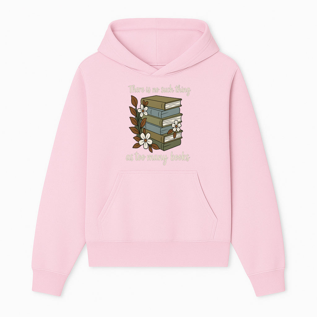 Book Lover Wall Art Print - 'No Such Thing as Too Many Books' - Vintage Stack of Books with Flowers Decor - Hoodie 1758388412799.jpg
