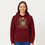 Books Are Life Motivational Wall Art | Floral Book Stack Decor | Literary Quote Home Decor | Reading Enthusiast Gift - Hoodie 1758388413737.jpg