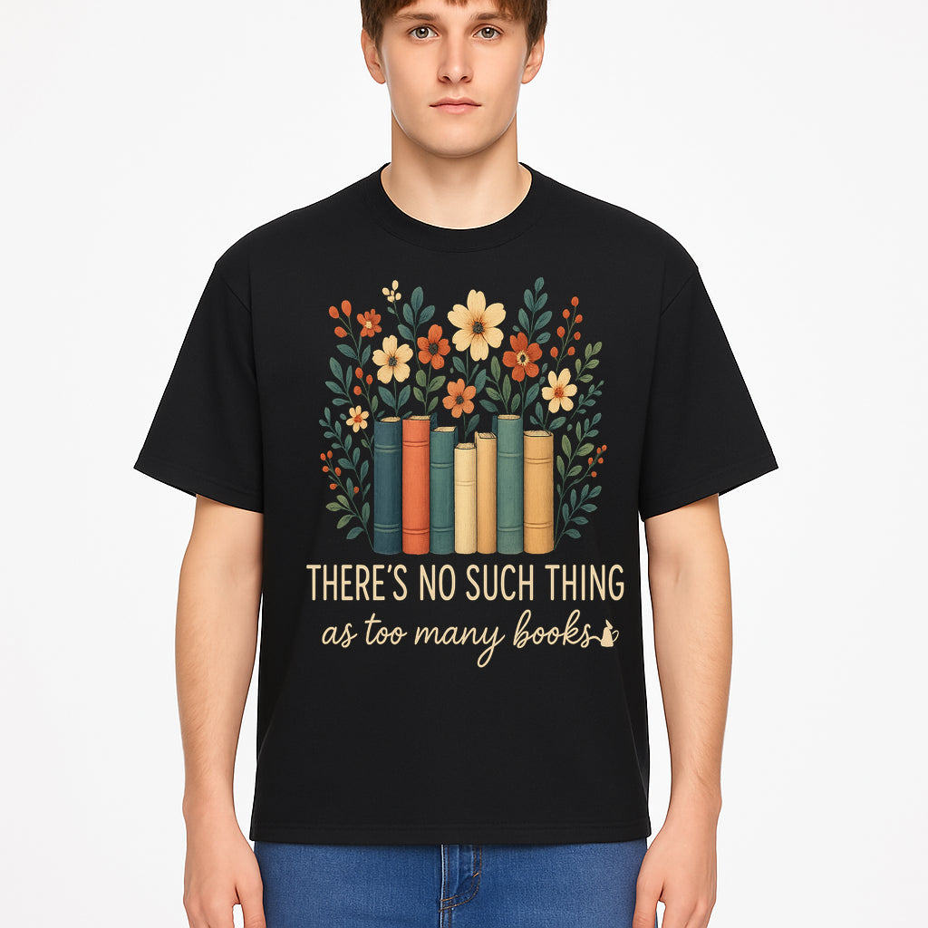 Books Are Life Motivational Wall Art | Floral Book Stack Decor | Literary Quote Home Decor | Reading Enthusiast Gift - T-shirt 1758388416771.jpg