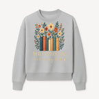 Books Are Life Motivational Wall Art | Floral Book Stack Decor | Literary Quote Home Decor | Reading Enthusiast Gift - Sweatshirt 1758388417601.jpg