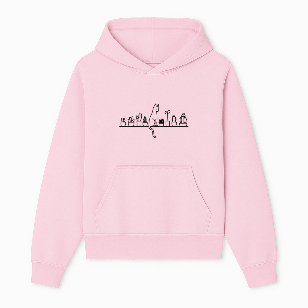 Cat and Cactus Wall Art, Minimalist Plant Decor, Line Drawing Home Decor, Cactus Shelf Art, Modern Cat Lover Gift, Botanical Wall Art - Hoodie 1758473786175.jpg