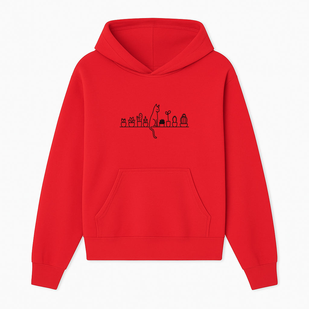 Cat and Cactus Wall Art, Minimalist Plant Decor, Line Drawing Home Decor, Cactus Shelf Art, Modern Cat Lover Gift, Botanical Wall Art - Hoodie 1758473786578.jpg