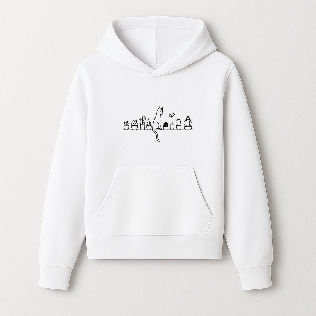Cat and Cactus Wall Art, Minimalist Plant Decor, Line Drawing Home Decor, Cactus Shelf Art, Modern Cat Lover Gift, Botanical Wall Art - Hoodie 1758473786859.jpg