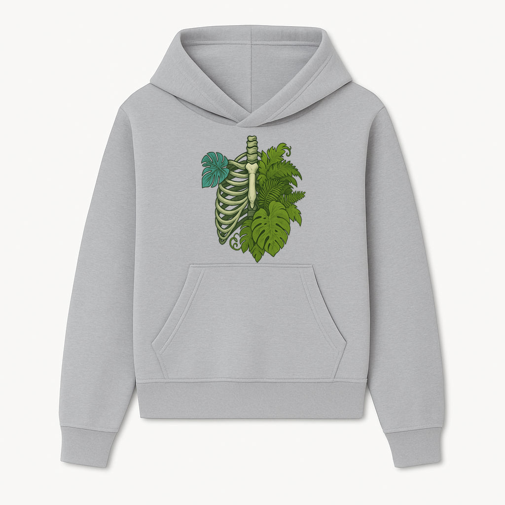 Botanical Skull and Ribcage Art Print | Nature-Inspired Home Decor | Unique Skeleton Illustration with Tropical Leaves - Hoodie 1758473799067.jpg