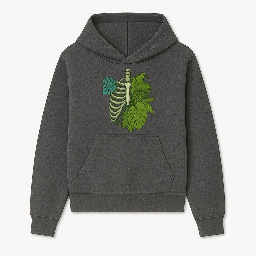 Botanical Skull and Ribcage Art Print | Nature-Inspired Home Decor | Unique Skeleton Illustration with Tropical Leaves - Hoodie 1758473799314.jpg