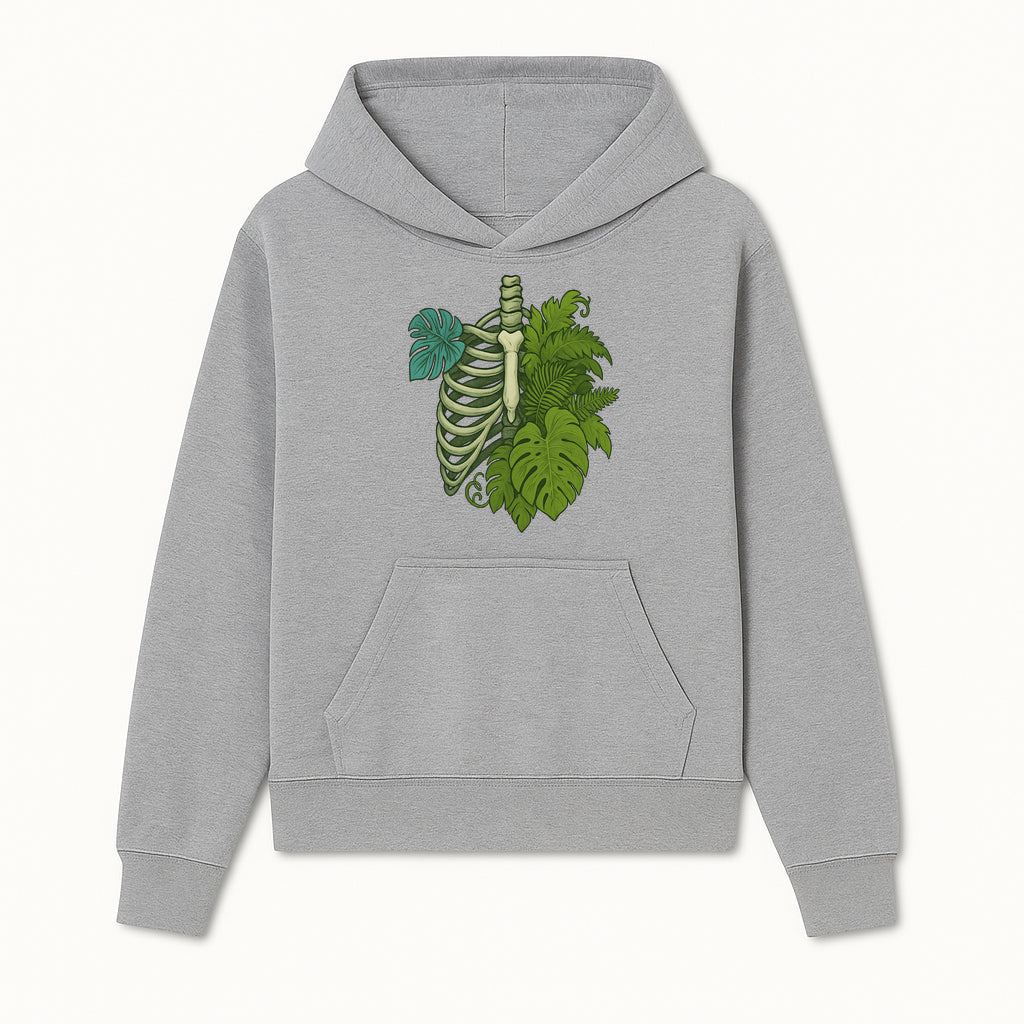 Botanical Skull and Ribcage Art Print | Nature-Inspired Home Decor | Unique Skeleton Illustration with Tropical Leaves - Hoodie 1758473799590.jpg