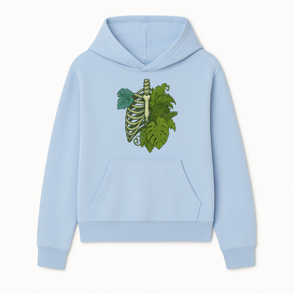 Botanical Skull and Ribcage Art Print | Nature-Inspired Home Decor | Unique Skeleton Illustration with Tropical Leaves - Hoodie 1758473799714.jpg