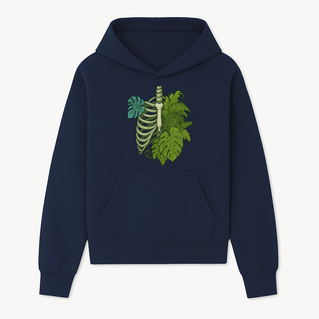 Botanical Skull and Ribcage Art Print | Nature-Inspired Home Decor | Unique Skeleton Illustration with Tropical Leaves - Hoodie 1758473800095.jpg