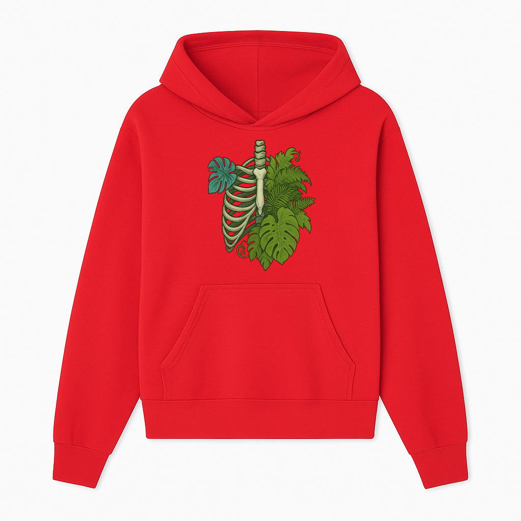 Botanical Skull and Ribcage Art Print | Nature-Inspired Home Decor | Unique Skeleton Illustration with Tropical Leaves - Hoodie 1758473800206.jpg