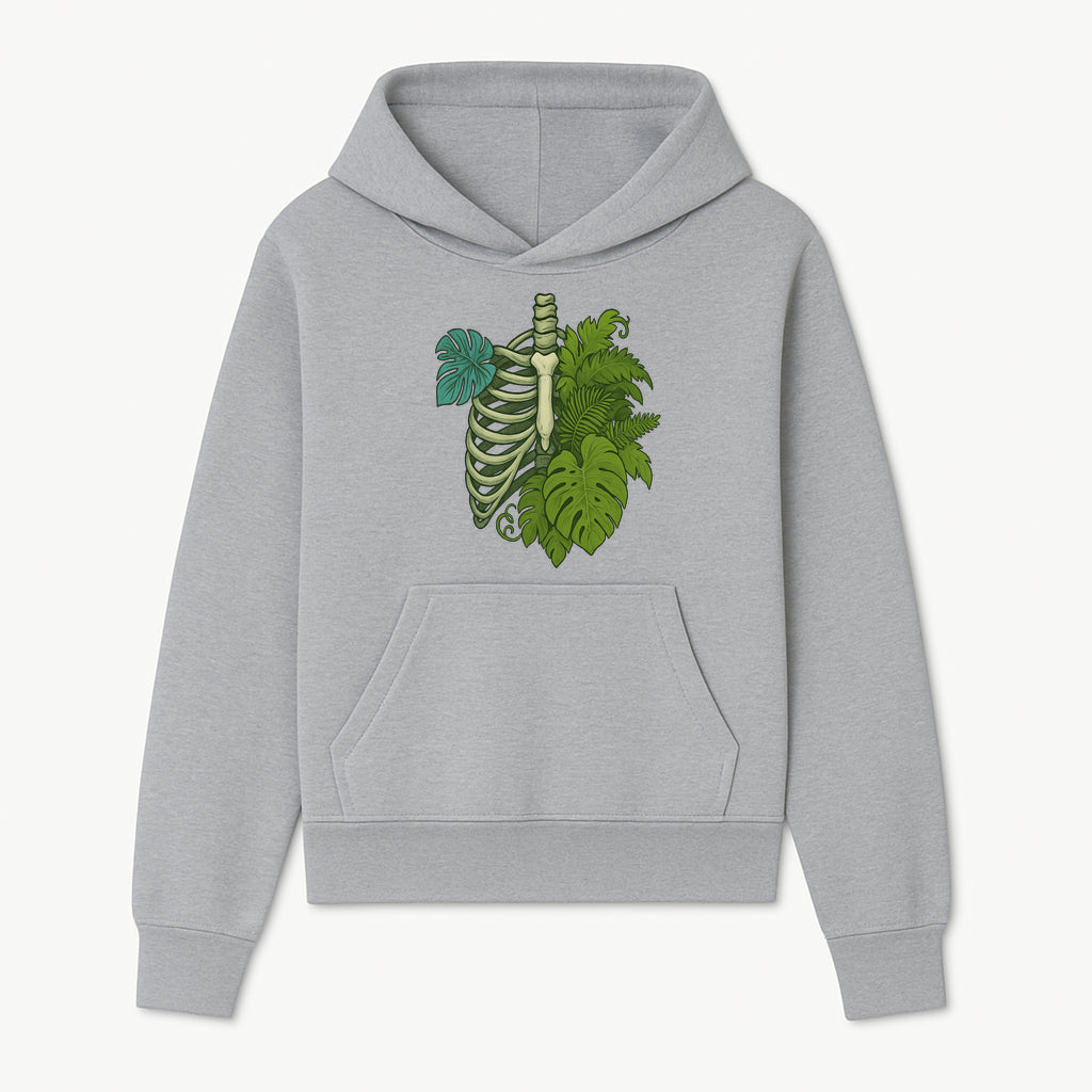 Botanical Skull and Ribcage Art Print | Nature-Inspired Home Decor | Unique Skeleton Illustration with Tropical Leaves - Hoodie 1758473800328.jpg