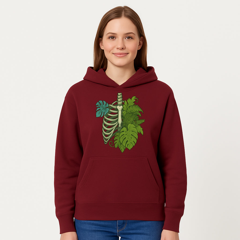 Botanical Skull and Ribcage Art Print | Nature-Inspired Home Decor | Unique Skeleton Illustration with Tropical Leaves - Hoodie 1758473801709.jpg