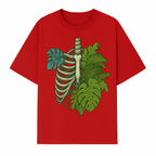 Botanical Skull and Ribcage Art Print | Nature-Inspired Home Decor | Unique Skeleton Illustration with Tropical Leaves - T-shirt 1758473802935.jpg