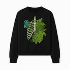 Botanical Skull and Ribcage Art Print | Nature-Inspired Home Decor | Unique Skeleton Illustration with Tropical Leaves - Sweatshirt 1758473804813.jpg