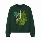 Botanical Skull and Ribcage Art Print | Nature-Inspired Home Decor | Unique Skeleton Illustration with Tropical Leaves - Sweatshirt 1758473805094.jpg