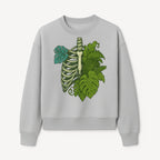 Botanical Skull and Ribcage Art Print | Nature-Inspired Home Decor | Unique Skeleton Illustration with Tropical Leaves - Sweatshirt 1758473805235.jpg