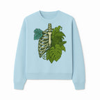 Botanical Skull and Ribcage Art Print | Nature-Inspired Home Decor | Unique Skeleton Illustration with Tropical Leaves - Sweatshirt 1758473805375.jpg