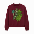 Botanical Skull and Ribcage Art Print | Nature-Inspired Home Decor | Unique Skeleton Illustration with Tropical Leaves - Sweatshirt 1758473805632.jpg