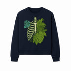 Botanical Skull and Ribcage Art Print | Nature-Inspired Home Decor | Unique Skeleton Illustration with Tropical Leaves - Sweatshirt 1758473805757.jpg