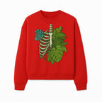 Botanical Skull and Ribcage Art Print | Nature-Inspired Home Decor | Unique Skeleton Illustration with Tropical Leaves - Sweatshirt 1758473805897.jpg