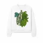 Botanical Skull and Ribcage Art Print | Nature-Inspired Home Decor | Unique Skeleton Illustration with Tropical Leaves - Sweatshirt 1758473806186.jpg