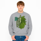 Botanical Skull and Ribcage Art Print | Nature-Inspired Home Decor | Unique Skeleton Illustration with Tropical Leaves - Sweatshirt 1758473807320.jpg