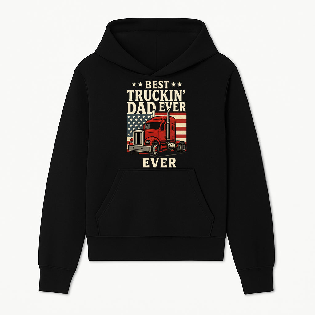 Best Truckin' Dad Ever Retro American Flag T-Shirt, Truck Driver Gift Tee, Father's Day Apparel for Dad - Hoodie 1758556404019.jpg
