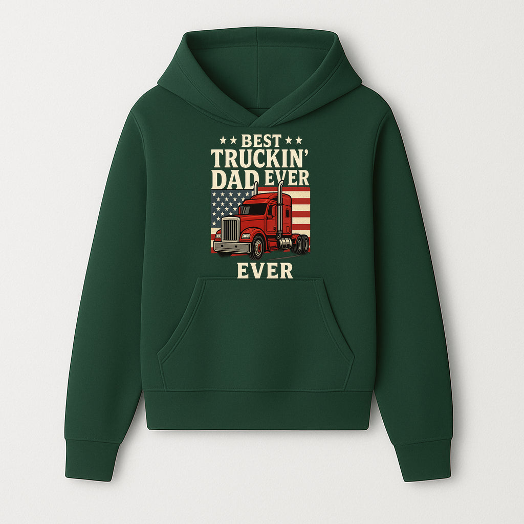Best Truckin' Dad Ever Retro American Flag T-Shirt, Truck Driver Gift Tee, Father's Day Apparel for Dad - Hoodie 1758556404273.jpg
