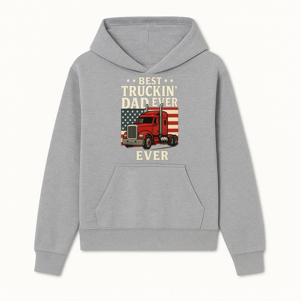 Best Truckin' Dad Ever Retro American Flag T-Shirt, Truck Driver Gift Tee, Father's Day Apparel for Dad - Hoodie 1758556404395.jpg