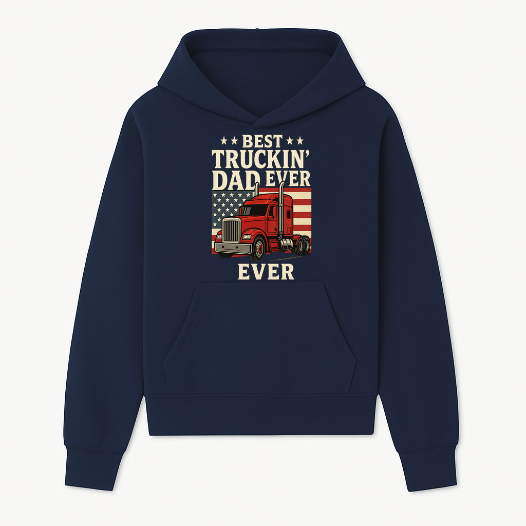 Best Truckin' Dad Ever Retro American Flag T-Shirt, Truck Driver Gift Tee, Father's Day Apparel for Dad - Hoodie 1758556404944.jpg