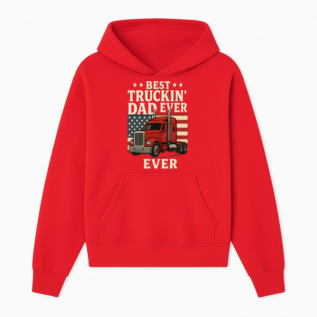 Best Truckin' Dad Ever Retro American Flag T-Shirt, Truck Driver Gift Tee, Father's Day Apparel for Dad - Hoodie 1758556405094.jpg