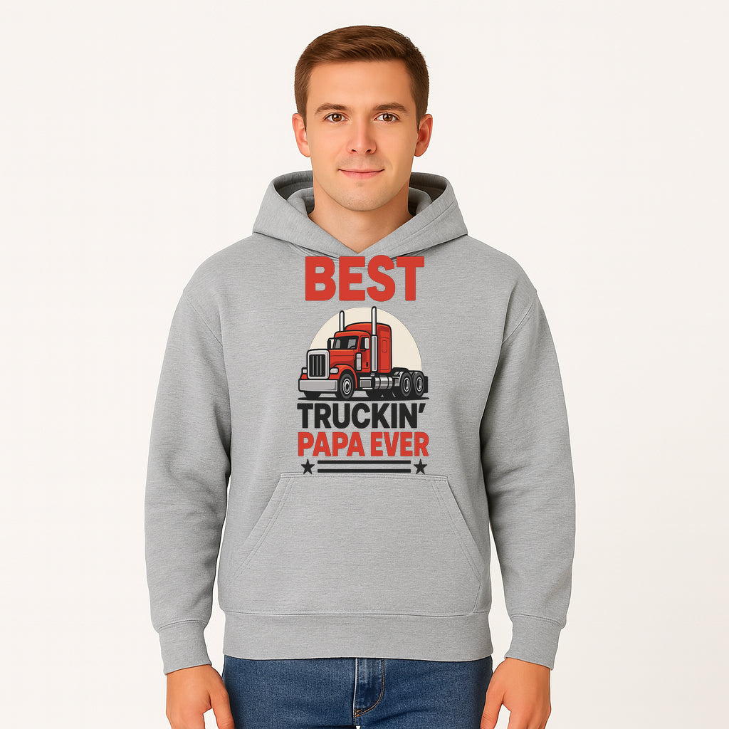 Best Truckin' Papa Ever T-Shirt | Gift for Truck Drivers | Father's Day Apparel | Red Truck Graphic Tee - Hoodie 1758556405253.jpg