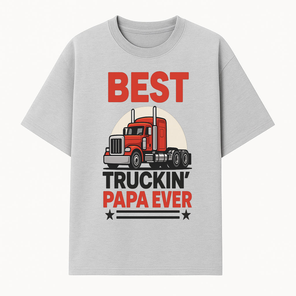 Best Truckin' Papa Ever T-Shirt | Gift for Truck Drivers | Father's Day Apparel | Red Truck Graphic Tee - T-shirt 1758556405538.jpg