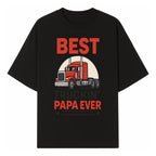 Best Truckin' Papa Ever T-Shirt | Gift for Truck Drivers | Father's Day Apparel | Red Truck Graphic Tee - T-shirt 1758556405709.jpg