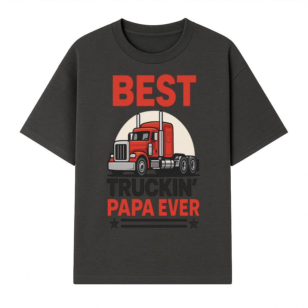 Best Truckin' Papa Ever T-Shirt | Gift for Truck Drivers | Father's Day Apparel | Red Truck Graphic Tee - T-shirt 1758556405837.jpg