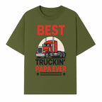 Best Truckin' Papa Ever T-Shirt | Gift for Truck Drivers | Father's Day Apparel | Red Truck Graphic Tee - T-shirt 1758556405967.jpg