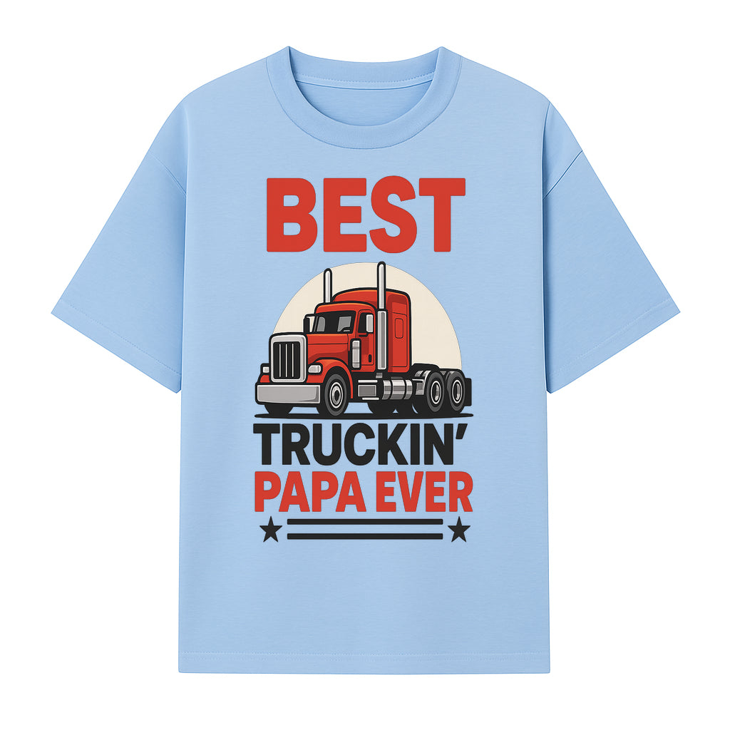 Best Truckin' Papa Ever T-Shirt | Gift for Truck Drivers | Father's Day Apparel | Red Truck Graphic Tee - T-shirt 1758556406278.jpg