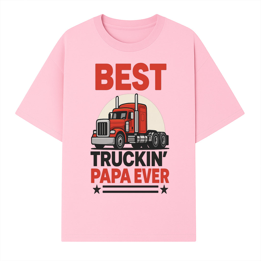 Best Truckin' Papa Ever T-Shirt | Gift for Truck Drivers | Father's Day Apparel | Red Truck Graphic Tee - T-shirt 1758556406414.jpg