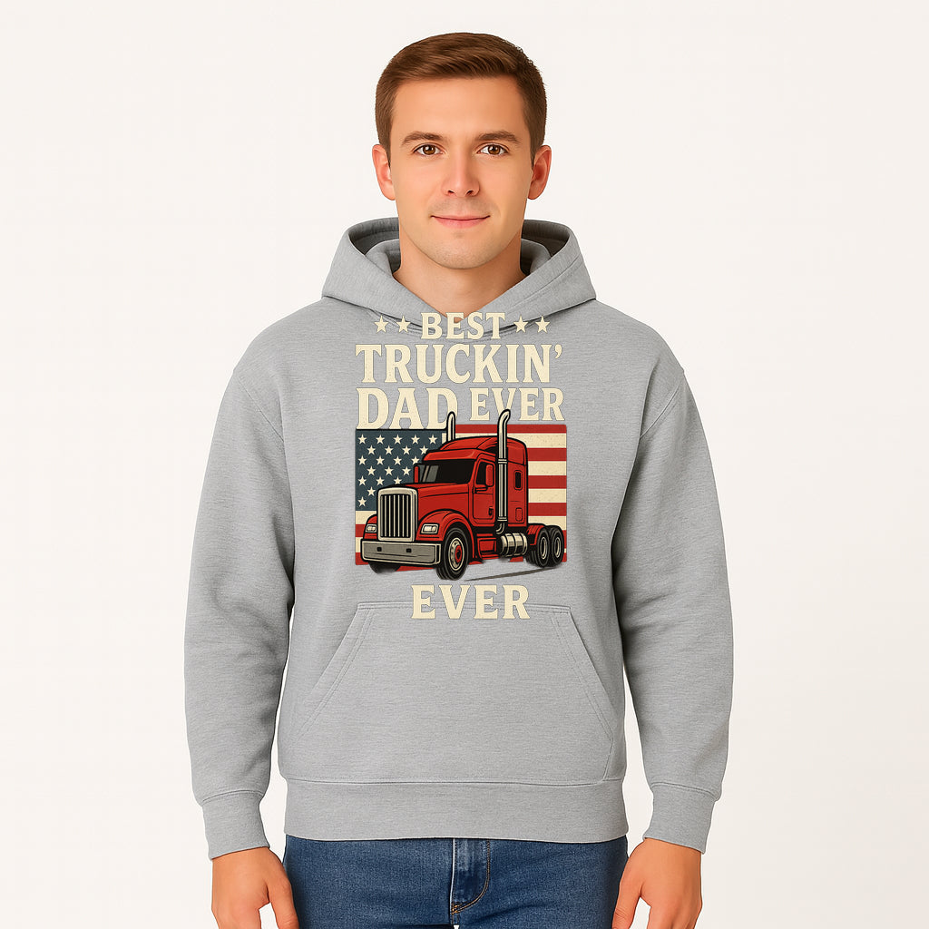 Best Truckin' Dad Ever Retro American Flag T-Shirt, Truck Driver Gift Tee, Father's Day Apparel for Dad - Hoodie 1758556406453.jpg