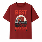 Best Truckin' Papa Ever T-Shirt | Gift for Truck Drivers | Father's Day Apparel | Red Truck Graphic Tee - T-shirt 1758556406524.jpg