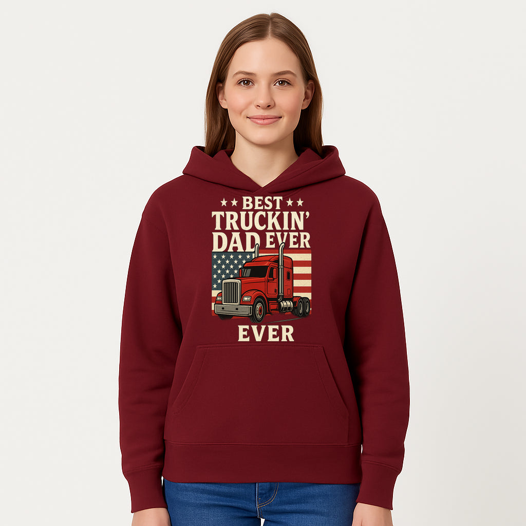 Best Truckin' Dad Ever Retro American Flag T-Shirt, Truck Driver Gift Tee, Father's Day Apparel for Dad - Hoodie 1758556406565.jpg