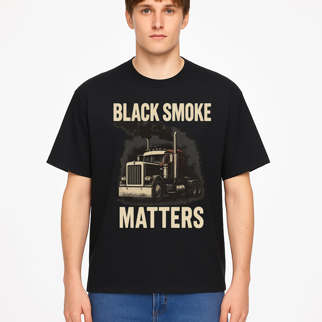 Black Smoke Matters Vintage Truck Graphic Tee - Trucking Apparel for Diesel Enthusiasts - T-shirt 1758556406646.jpg