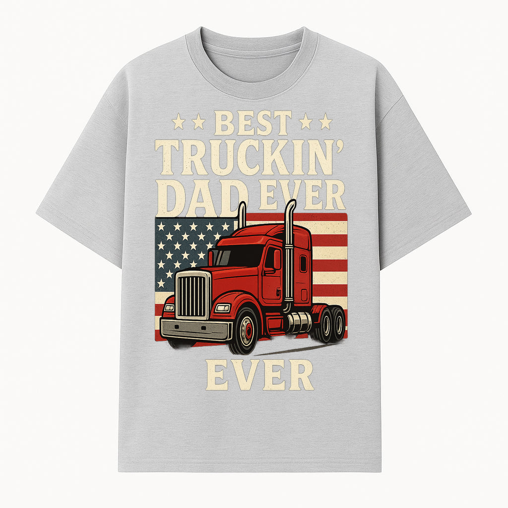 Best Truckin' Dad Ever Retro American Flag T-Shirt, Truck Driver Gift Tee, Father's Day Apparel for Dad - T-shirt 1758556406693.jpg