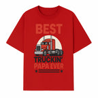 Best Truckin' Papa Ever T-Shirt | Gift for Truck Drivers | Father's Day Apparel | Red Truck Graphic Tee - T-shirt 1758556406758.jpg