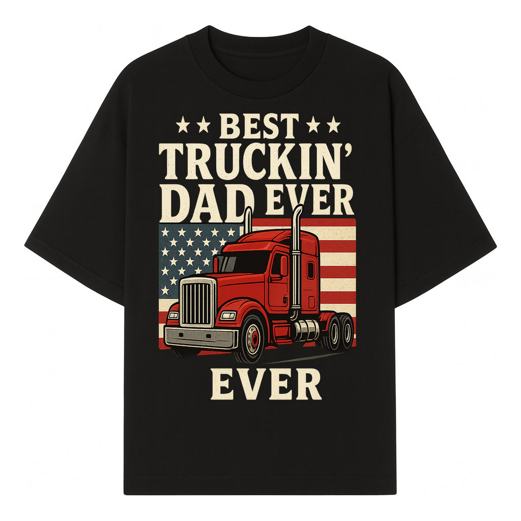 Best Truckin' Dad Ever Retro American Flag T-Shirt, Truck Driver Gift Tee, Father's Day Apparel for Dad - T-shirt 1758556406818.jpg