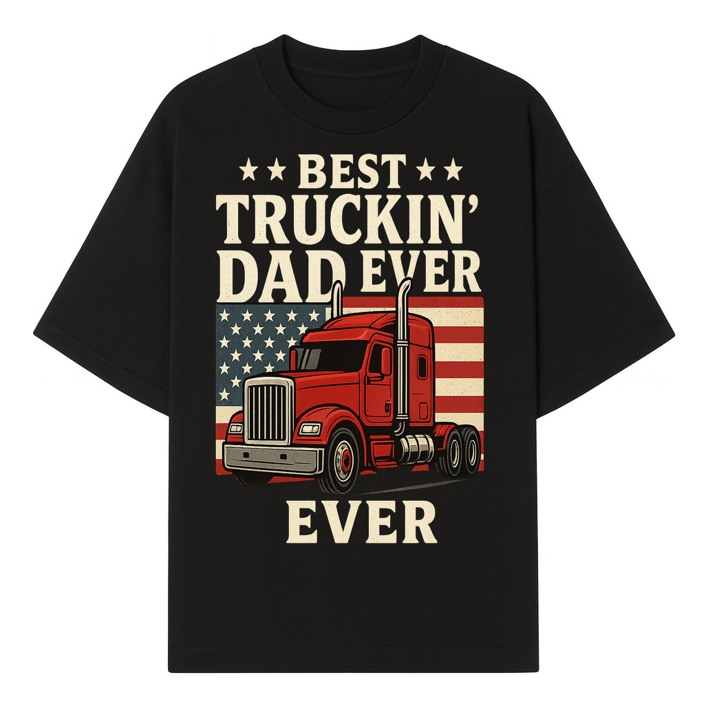Best Truckin' Dad Ever Retro American Flag T-Shirt, Truck Driver Gift Tee, Father's Day Apparel for Dad - T-shirt 1758556406818.jpg