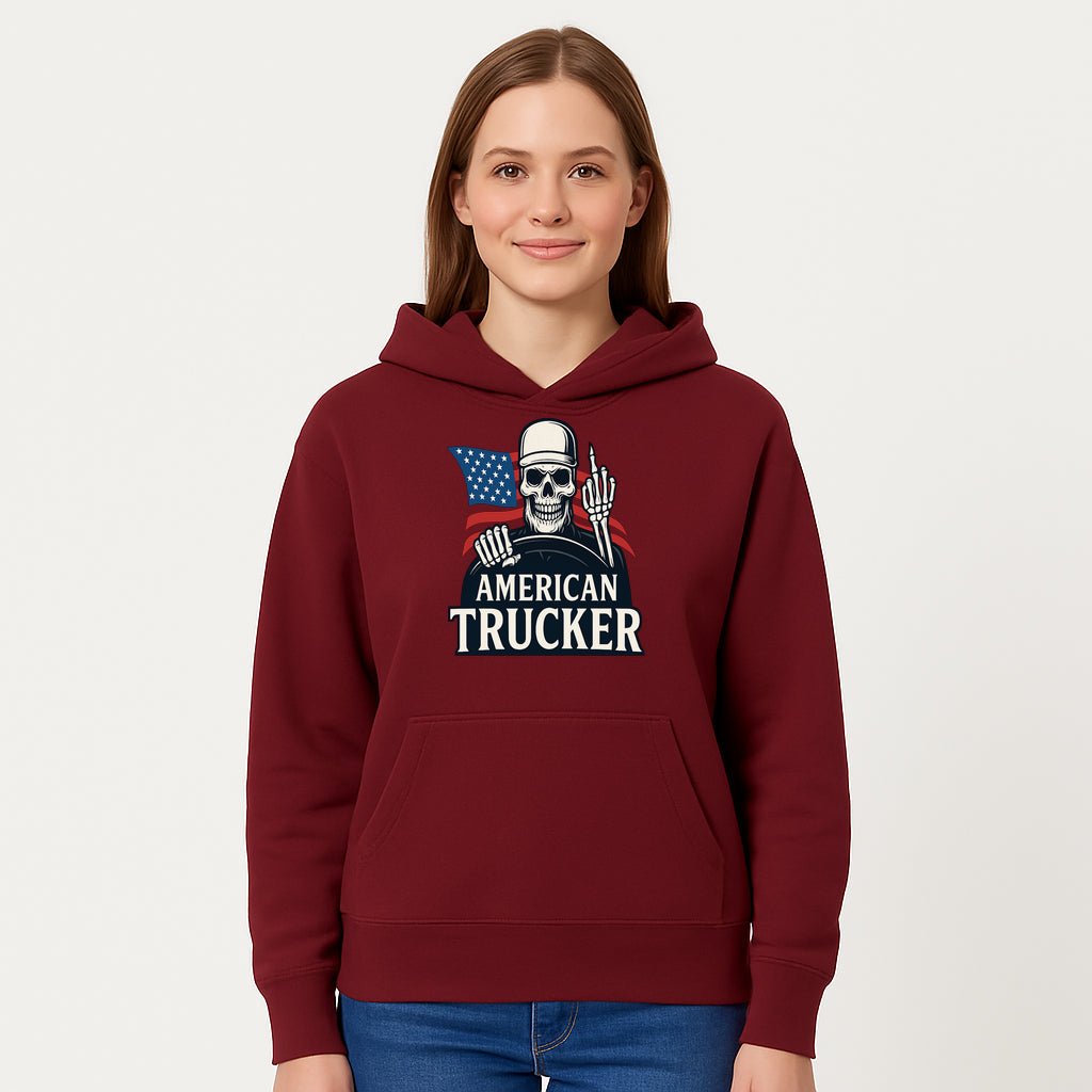 American Trucker Skeleton Graphic Tee - Bold Skull Design with Flag Print for Truck Drivers and Cycling Enthusiasts - Hoodie 1758556406831.jpg