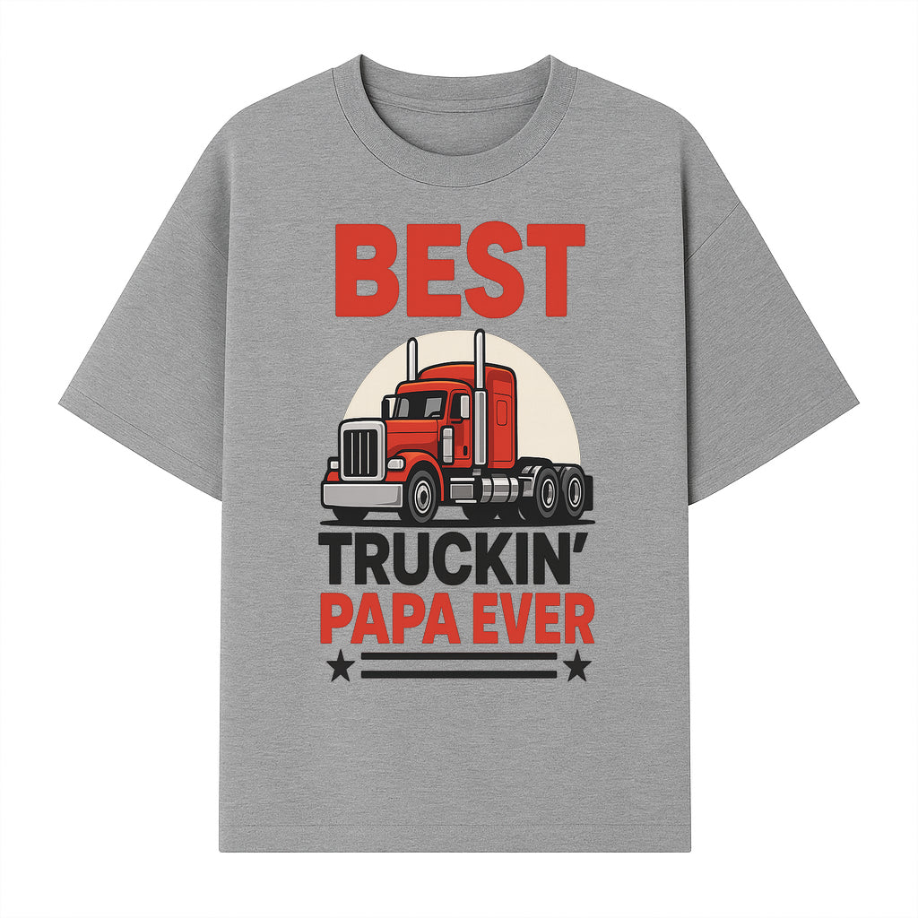 Best Truckin' Papa Ever T-Shirt | Gift for Truck Drivers | Father's Day Apparel | Red Truck Graphic Tee - T-shirt 1758556406871.jpg