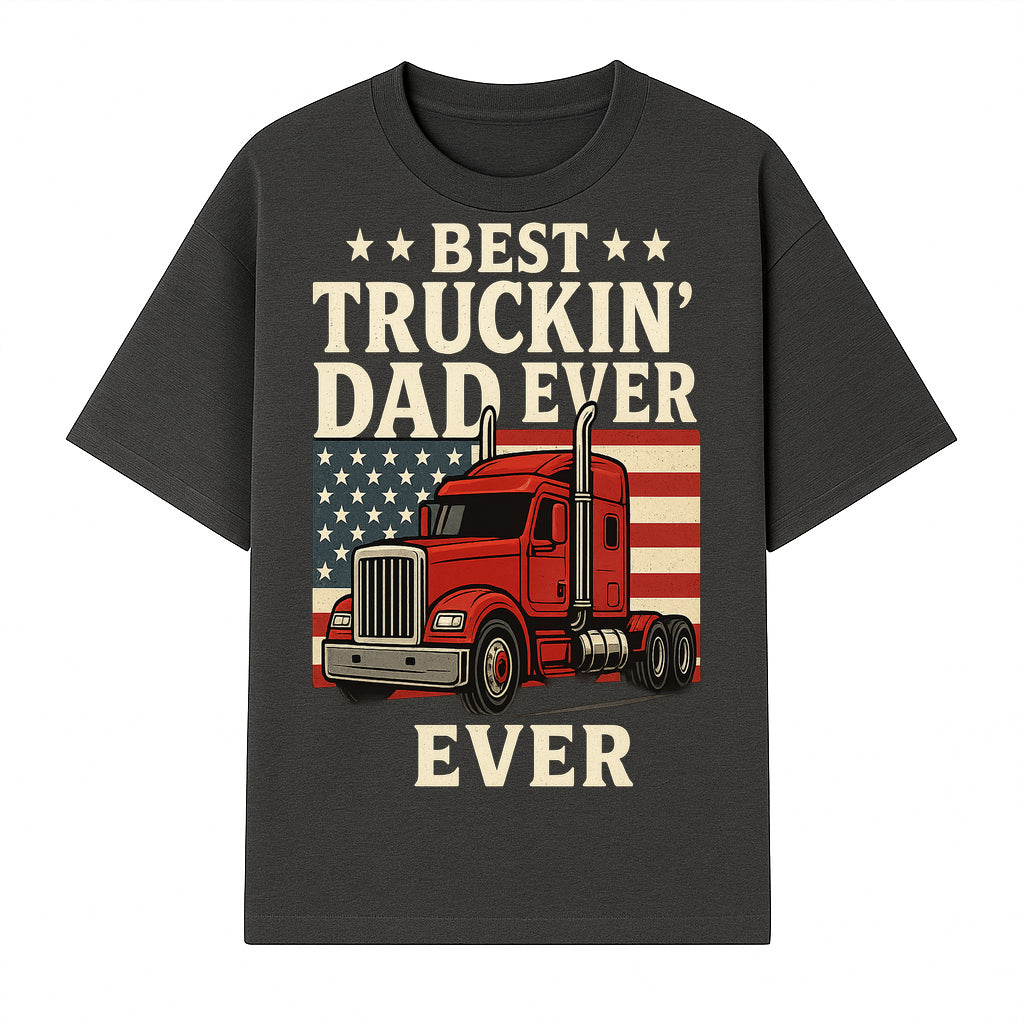Best Truckin' Dad Ever Retro American Flag T-Shirt, Truck Driver Gift Tee, Father's Day Apparel for Dad - T-shirt 1758556406935.jpg
