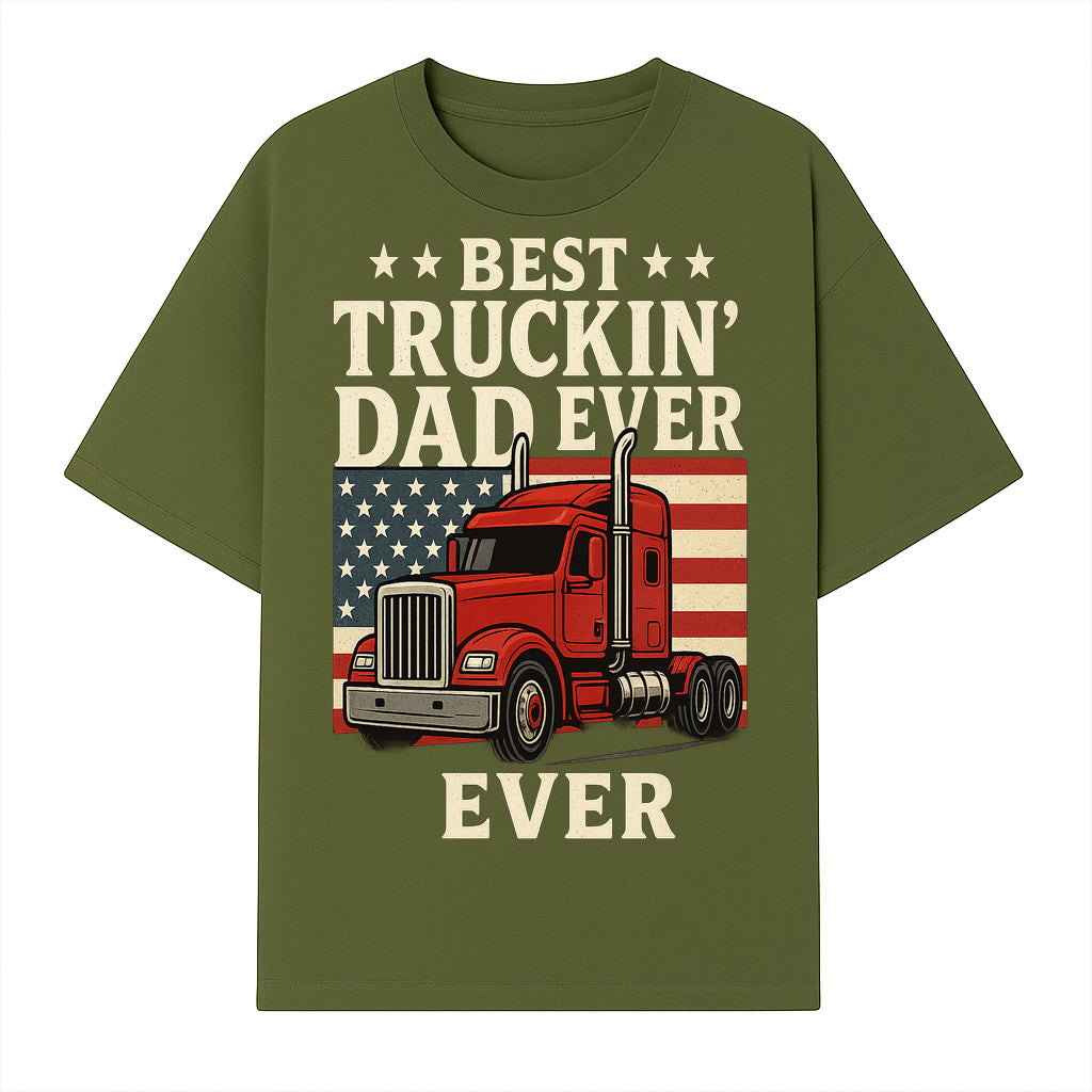 Best Truckin' Dad Ever Retro American Flag T-Shirt, Truck Driver Gift Tee, Father's Day Apparel for Dad - T-shirt 1758556407056.jpg